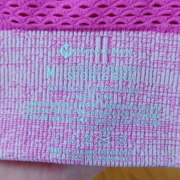 Member's Mark Ladies Size Medium Seamless Adjustable Sports Bra Pink - Picture 5 of 5
